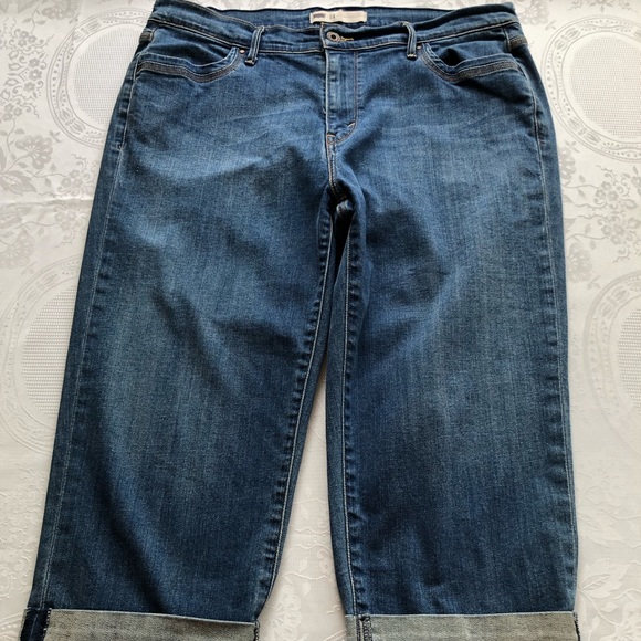 Levi’s Blue Capri Denim Jeans Pants Women’s Size 14 Foldable Bottoms Slim-Fit - Picture 6 of 16